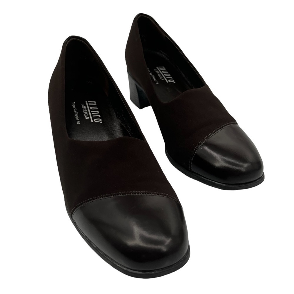 Munro American Brown Cap Toe Block Heels Size 9 Women's